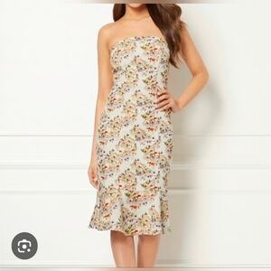 Eva Mendes New York & Company Floral Strapless Midi Dress Size 6